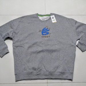 Under Armour Steph Curry Cookies Crew Neck Sweatshirt Grey Size XXL NWT Sesame